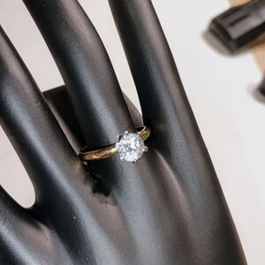 Elegant Gold-Plated Ring With Solitaire CZ Stone